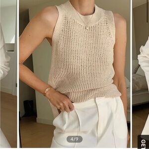 Commense Knit Hollow Solid Vest in Apricot